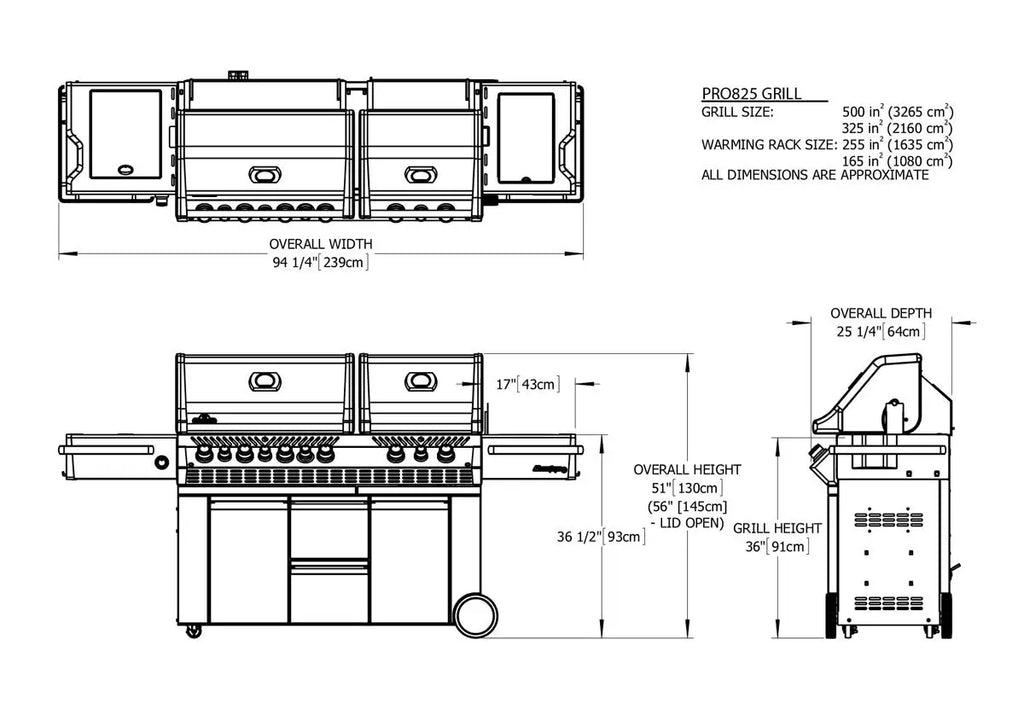 Napoleon Grills Prestige PRO 825 Gas BBQ Grill with Infrared Rear and Side Burners, PRO825RSBI-3