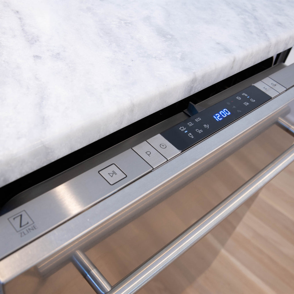 ZLINE 24" Top Control Built-In Dishwasher with Satin Stainless Steel Panel and Stainless Steel Tub with Modern Style Handle, 52dBa, DW-SN-24