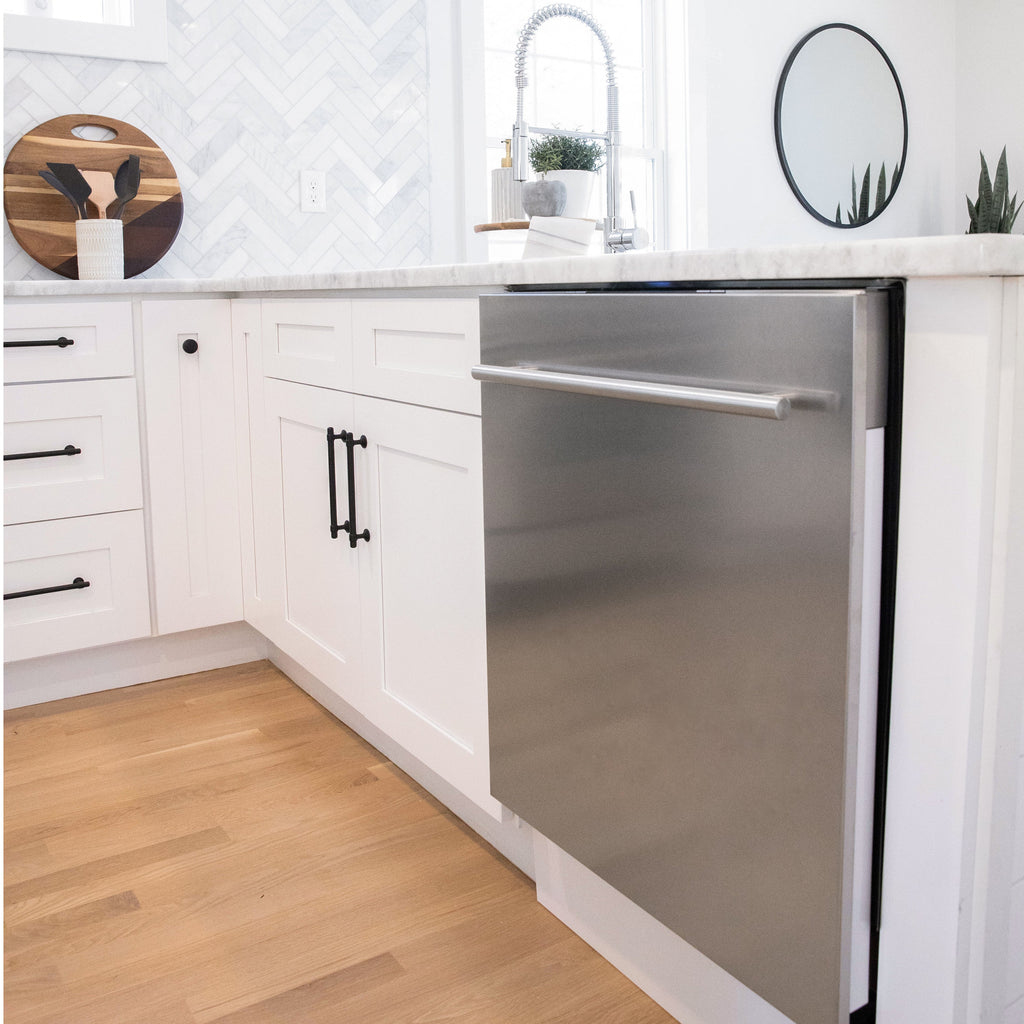 ZLINE 24" Top Control Built-In Dishwasher with Satin Stainless Steel Panel and Stainless Steel Tub with Modern Style Handle, 52dBa, DW-SN-24