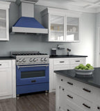 ZLINE 30 in. Legacy Dual Fuel Range with 4 Burner Gas Cooktop and Electric Convection Oven in Satin Stainless Steel with Blue Matte Door (RAS-BM-30)