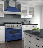 ZLINE 36 in. Legacy Dual Fuel Range, 4.6 cu. ft., 6 Burner Gas Cooktop, Electric Convection Oven, Satin Stainless Steel with Blue Gloss Door (RAS-BG-36)