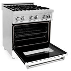 ZLINE 30-Inch Professional Gas Range with Electric Oven, Stainless Steel, White Matte Door (Model RA-WM-30)