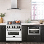 ZLINE Autograph Edition 30 in. 4.0 cu. ft. Legacy Dual Fuel Range with 4-Burner Gas Cooktop and Electric Convection Oven in Satin Stainless Steel with White Matte Door and Matte Black Accents (RASZ-WM-30-MB)