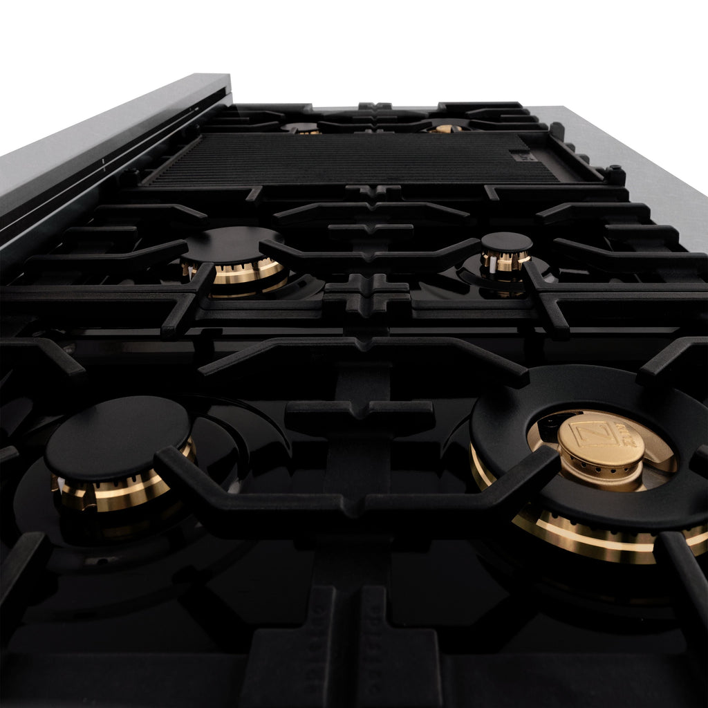 ZLINE 60 in. Legacy Dual Fuel Range with 8 Brass Burners, Gas Cooktop, Double Electric Convection Ovens (7.4 cu. ft.), Satin Stainless (RAS-SN-BR-60)