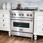 ZLINE Kitchen and Bath 30-Inch Professional Dual Fuel Range with Gas Cooktop and Electric Oven in Stainless Steel (RA30)