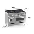 ZLINE 48 in. 6.0 cu. ft. Professional Dual Fuel Range with Gas Cooktop and Electric Convection Oven in Stainless Steel with White Matte Door (RA-WM-48)