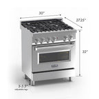 ZLINE 30 in. Legacy Dual Fuel Range, 4 Burners, 4.0 cu. ft. Electric Convection Oven (RAS-RM-30)