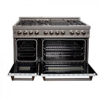 ZLINE 48 in. Legacy Dual Fuel Range, 7-Burner Gas Cooktop, 2 Electric Ovens, 6.0 cu. ft., Satin Stainless Steel with White Matte Doors (RAS-WM-48)