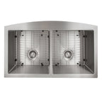 ZLINE 36 in. Niseko Farmhouse Apron Mount Double Bowl Stainless Steel Kitchen Sink with Bottom Grid, SA50D-36
