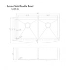 ZLINE 36 in. Niseko Farmhouse Apron Mount Double Bowl Stainless Steel Kitchen Sink with Bottom Grid, SA50D-36