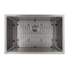 ZLINE 27 in. Meribel Undermount Single Bowl Stainless Steel Kitchen Sink with Bottom Grid, SRS-27