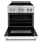 ZLINE 30-Inch Professional Gas Range with Electric Oven, Stainless Steel, White Matte Door (Model RA-WM-30)