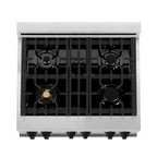ZLINE Autograph 30 in. Dual Fuel Range 4.0 cu. ft. Gas Cooktop with Electric Convection Oven, White Matte Door and Black Matte Accents (RAZ-WM-30-MB)