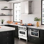 ZLINE 30-Inch Professional Gas Range with Electric Oven, Stainless Steel, White Matte Door (Model RA-WM-30)