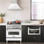 ZLINE 30 Inch Wall Mount Range Hood Stainless Steel White Matte Shell 4-Speed Ventilation (8654STX-WM-30)