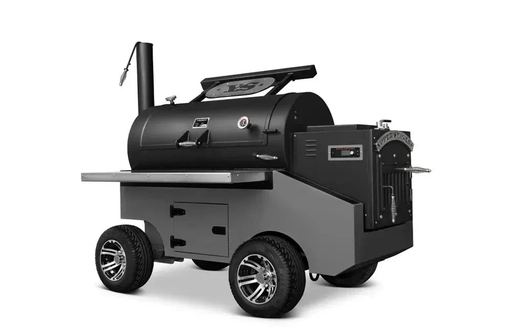 Yoder Smokers Cimarron S Pellet Smoker on a Competition Cart