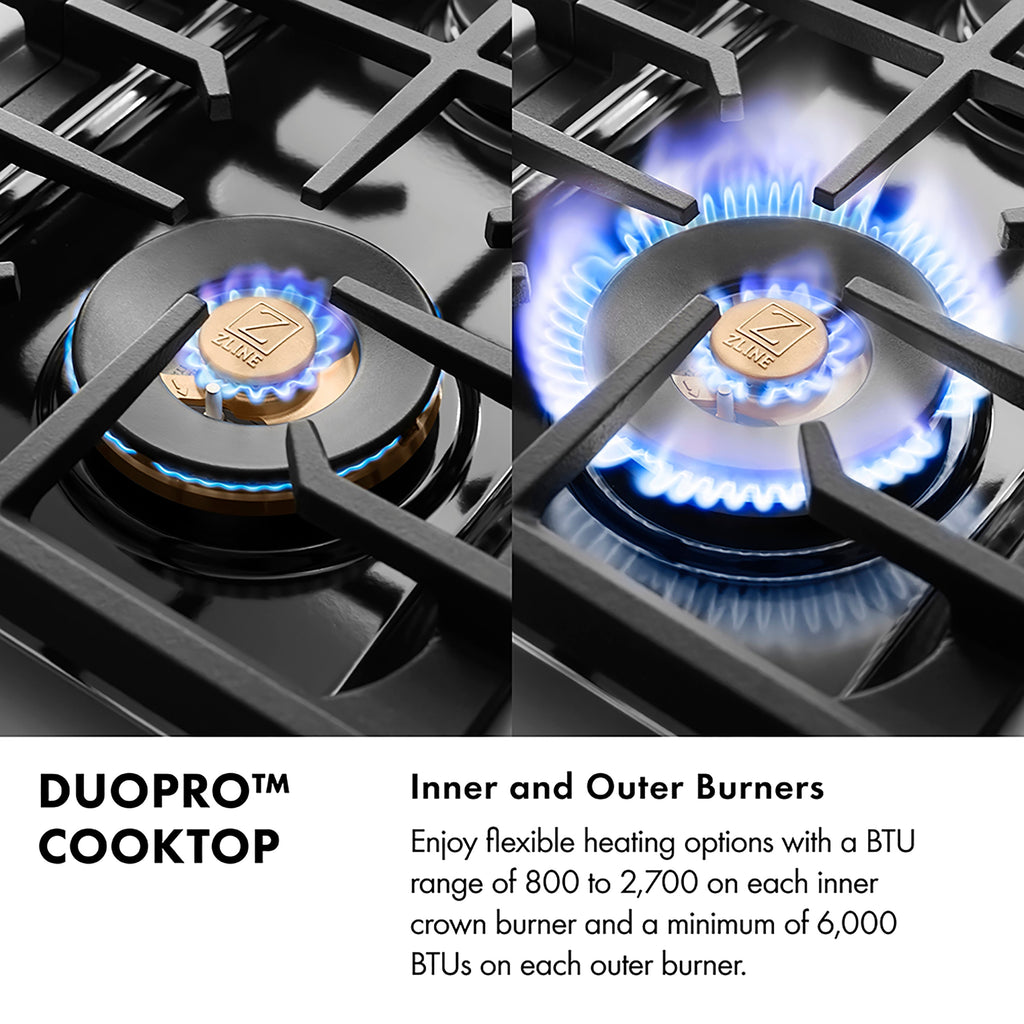 ZLINE 30" Paramount Gas Rangetop with 4 Burner DuoPro™ Cooktop in Stainless Steel, PSRT30