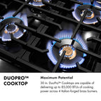 ZLINE Autograph 30" Classic Gas Rangetop with 4 Burner DuoPro™ Cooktop in Black Stainless Steel and Champagne Bronze Accents, PCRTBZ-30-CB