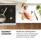 ZLINE 36 in. Dual Fuel Range 5.2 cu. ft. with 6 Burner DuoPro™ Cooktop, Electric Convection Oven, Black Stainless Steel & Polished Gold Accents (PSDRBZ-36-G)