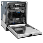 ZLINE Autograph 24" Monument Series 3rd Rack Top Touch Control Tall Tub Dishwasher in Black Stainless Steel with Champagne Bronze Helix Handle, 45dBa, DWMTZ-BS-24-KCB