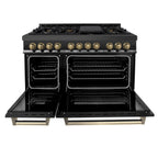 ZLINE Autograph Edition 48-Inch Dual Fuel Range, 6.0 cu ft, Black Stainless Steel with Champagne Bronze Accents (RABZ-48-CB)