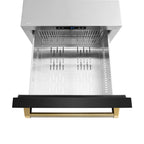 ZLINE 24 in. Dual Refrigerator Drawer 168 Can Capacity Outdoor-Rated Black Stainless Steel Doors Polished Gold Helix Handles (RDSOZ-BS-24-KG)