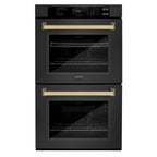 ZLINE 30" Autograph Double Wall Oven with Air Fry and Self-Clean in Black and Gold Handle, WADBZ-30-G