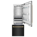 ZLINE 30 in. Built-In Refrigerator with Internal Water & Ice Dispenser, Black Stainless Steel, Bronze Accents (RBIVZ-BS-30-CB)