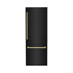 ZLINE 30 in. Built-In Refrigerator 16.1 cu. ft. Black Stainless Steel Internal Water & Ice Dispenser Gold Accents (RBIVZ-BS-30-G)