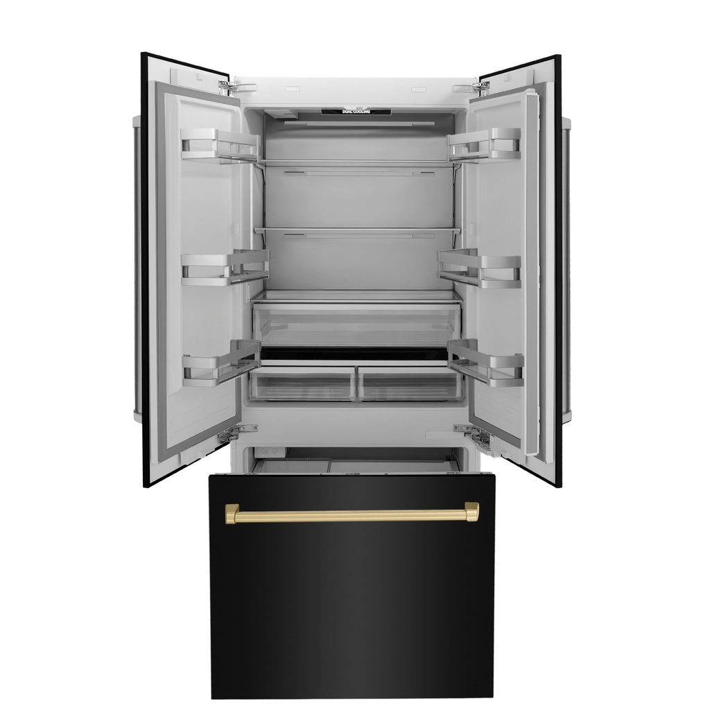 ZLINE 36-Inch Built-In Bottom Freezer Refrigerator 19.6 cu. ft. Dual Cooling, Internal Water & Ice Dispenser, MODEL RBIVZ-BS-36-CB
