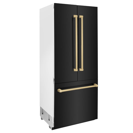 ZLINE 36-Inch Built-In Bottom Freezer Refrigerator 19.6 cu. ft. Dual Cooling, Internal Water & Ice Dispenser, MODEL RBIVZ-BS-36-CB