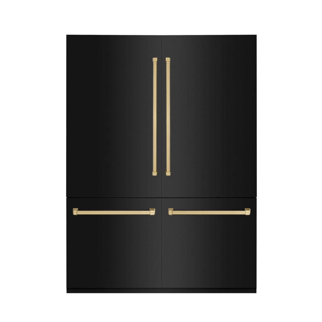 ZLINE 60 Inch Built-In Refrigerator – Black Stainless Steel – Internal Water & Ice Dispenser – Bronze Accents (RBIVZ-BS-60-CB)
