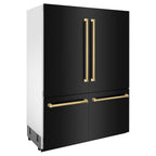 ZLINE 60 in Built-In Refrigerator 32.2 cu. ft. Internal Water & Ice Dispenser Black Stainless Steel Gold Accents (RBIVZ-BS-60-G)