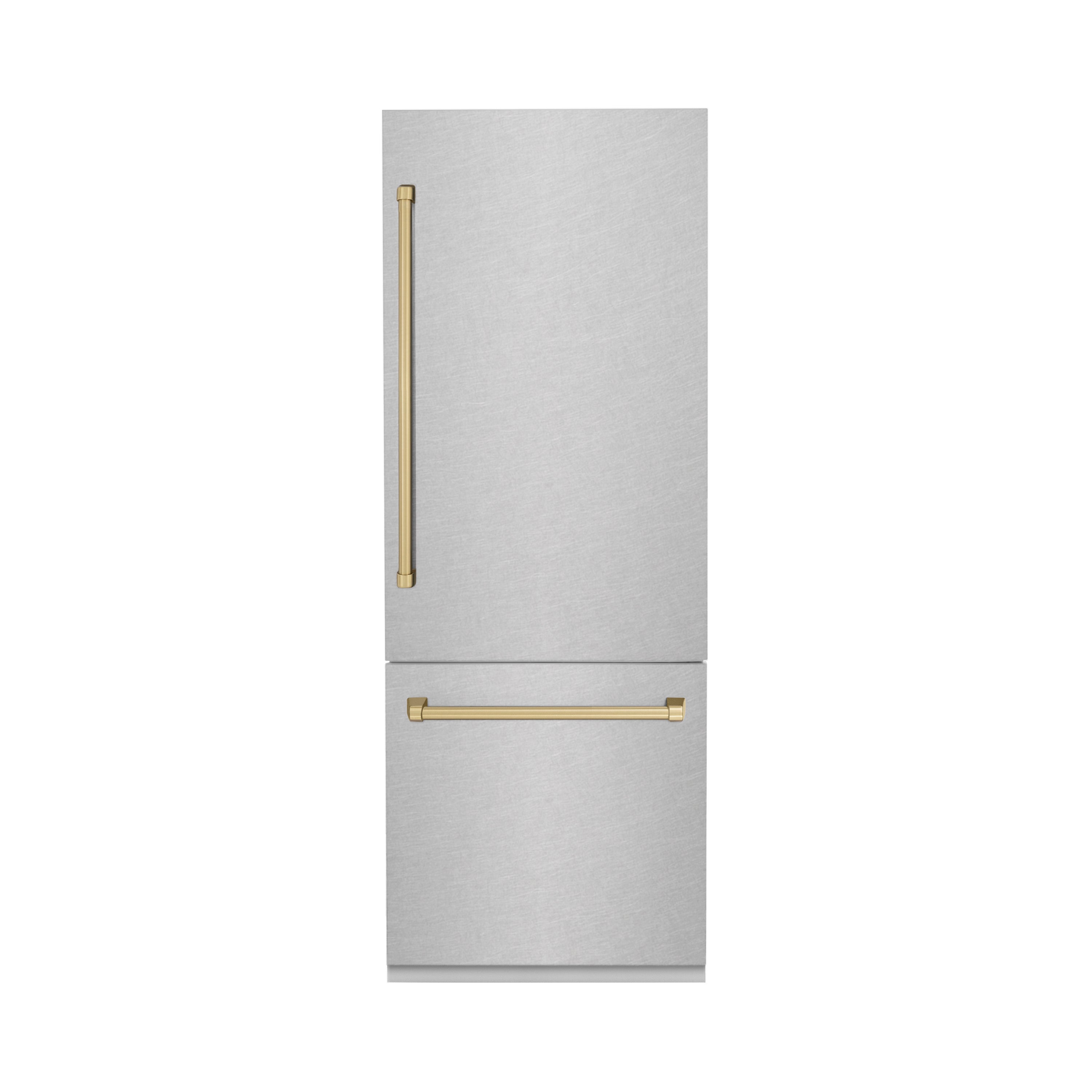 ZLINE 30-Inch Built-In Bottom Freezer Refrigerator 16.1 Cu. Ft. Water Dispenser Ice Maker Satin Stainless Steel Champagne Bronze Accents (RBIVZ-SN-30-CB)