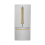 ZLINE 36" French Door Built-In Bottom Freezer Refrigerator 19.6 cu. ft. Water Dispenser Ice Maker Champagne Bronze Accents (RBIVZ-SN-36-CB)