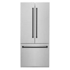 ZLINE 36 in. French Door Built-In Bottom Freezer Refrigerator 19.6 cu. ft. Satin Stainless Steel Matte Black Accents Water Dispenser Ice Maker (RBIVZ-SN-36-MB)