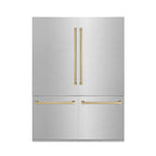 ZLINE 60 in. French Door Built-In Bottom Freezer Refrigerator 32.2 cu. ft. Water Dispenser Ice Maker Satin Stainless Steel Champagne Bronze Accents (RBIVZ-SN-60-CB)