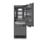 ZLINE 30 in Panel Ready Built-In Bottom Freezer Refrigerator 16.1 cu. ft. Water Dispenser Ice Maker Graphite Gray Interior Polished Gold Accents (GRBIVZ-30-G)