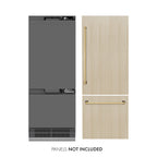 ZLINE 30 in Panel Ready Built-In Bottom Freezer Refrigerator 16.1 cu. ft. Water Dispenser Ice Maker Graphite Gray Interior Polished Gold Accents (GRBIVZ-30-G)
