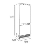 ZLINE 30 in. Panel Ready Built-In Bottom Freezer Refrigerator 16.1 cu. ft. with Water Dispenser, Ice Maker, Graphite Gray Interior, Matte Black Accents (GRBIVZ-30-MB)