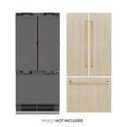 ZLINE 36 in. Panel Ready Built-In French Door Bottom Freezer Refrigerator 19.6 cu. ft. Water Dispenser Ice Maker Graphite Gray Interior Champagne Bronze Accents (GRBIVZ-36-CB)