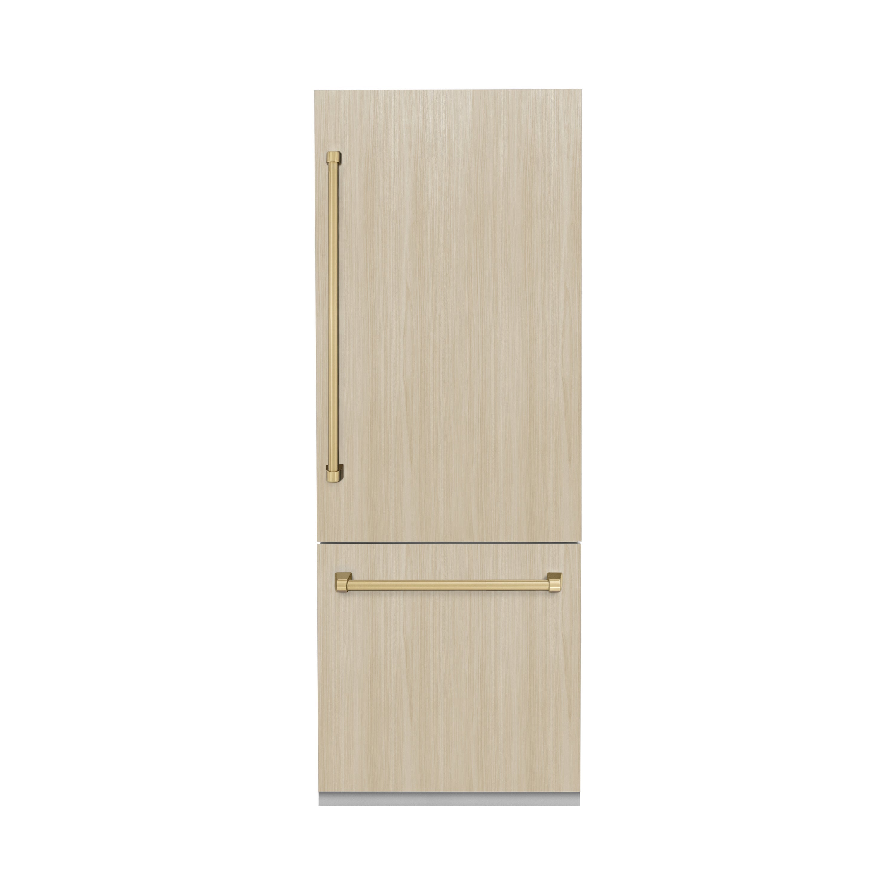 ZLINE 30 in. Built-In Panel Ready Bottom Freezer Refrigerator 16.1 cu. ft. Internal Water & Ice Dispenser Champagne Bronze Handles (RBIVZ-30-CB)