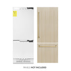 ZLINE 30 in. Built-In Panel Ready Bottom Freezer Refrigerator 16.1 cu. ft. Internal Water & Ice Dispenser Champagne Bronze Handles (RBIVZ-30-CB)