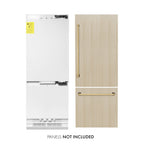 ZLINE 30 in. Built-In Bottom Freezer Refrigerator 16.1 cu. ft. Panel Ready 2-Door Internal Water & Ice Dispenser Gold Handles (RBIVZ-30-G)