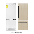 ZLINE 30 in. Built-In Panel Ready Bottom Freezer Refrigerator 16.1 cu. ft. Internal Water & Ice Dispenser Matte Black Handles (RBIVZ-30-MB)
