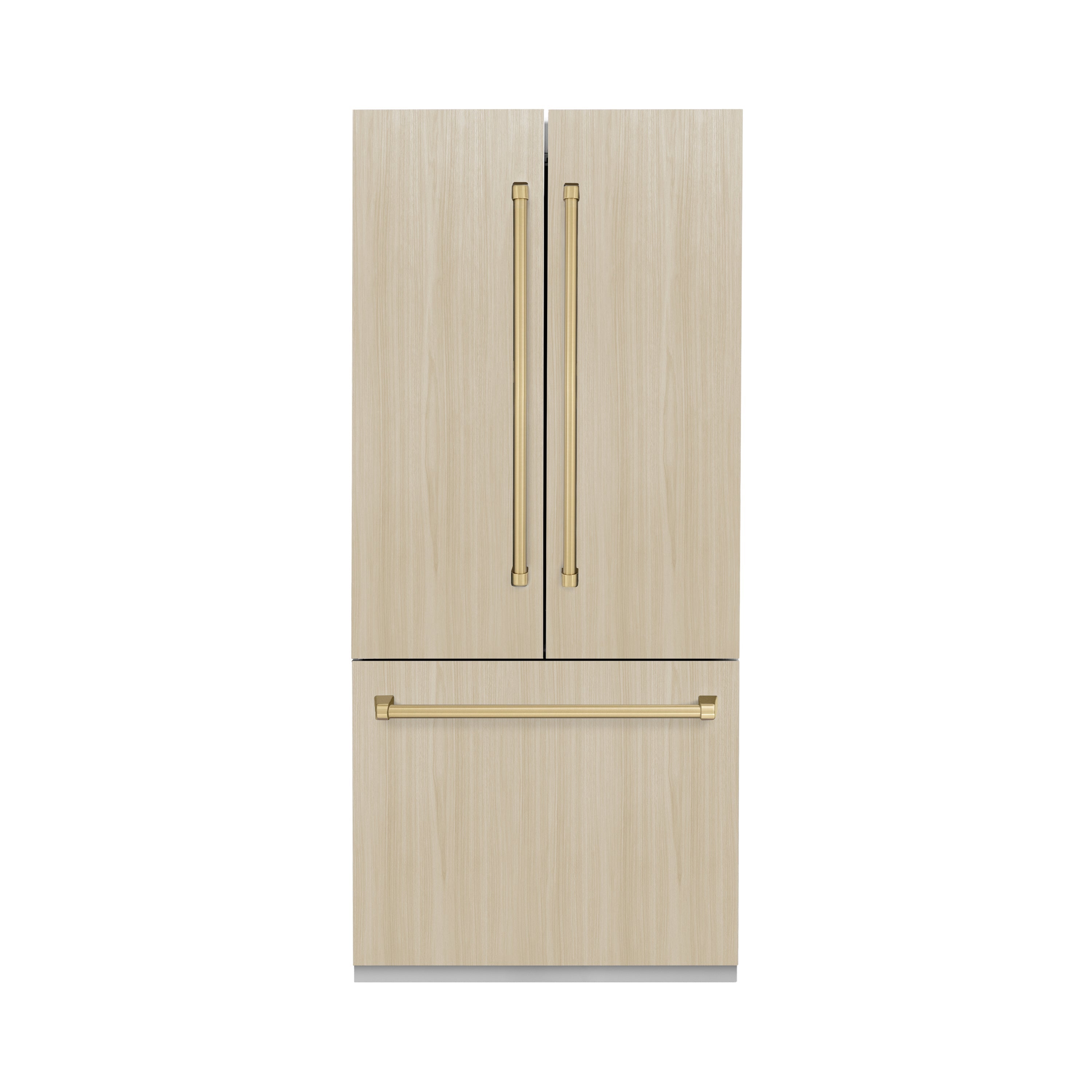 ZLINE 36 in. French Door Refrigerator 19.6 cu. ft. Panel Ready Built-In 3-Door Internal Water & Ice Dispenser Champagne Bronze Handles (RBIVZ-36-CB)