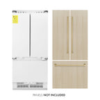 ZLINE 36 in. French Door Refrigerator 19.6 cu. ft. Panel Ready Built-In 3-Door Internal Water & Ice Dispenser Champagne Bronze Handles (RBIVZ-36-CB)