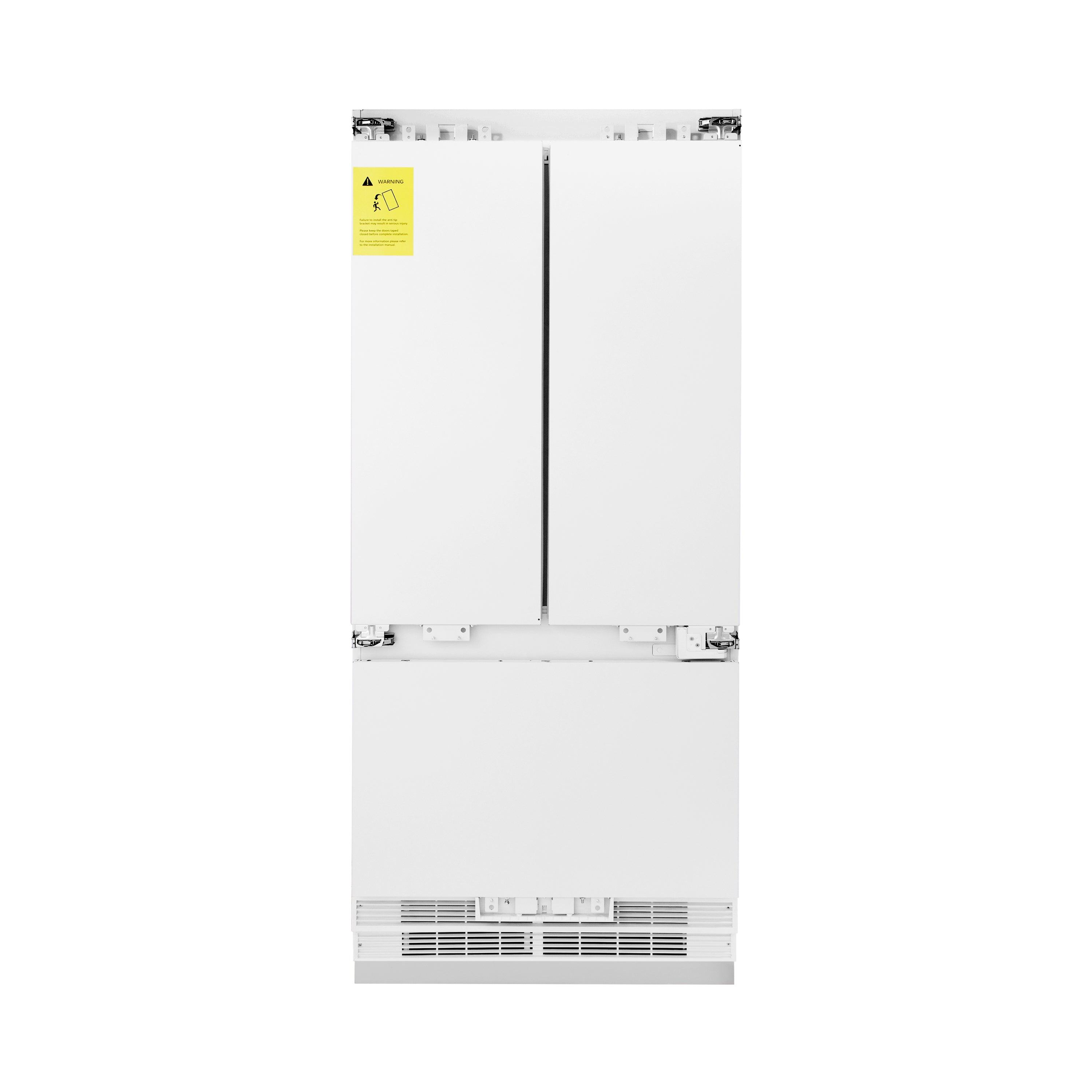ZLINE 36 in. French Door Built-In Refrigerator Panel Ready 19.6 cu. ft. Internal Water & Ice Dispenser Gold Handles (RBIVZ-36-G)