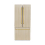 ZLINE 36 in. French Door Built-In Refrigerator Panel Ready 19.6 cu. ft. Internal Water & Ice Dispenser Gold Handles (RBIVZ-36-G)