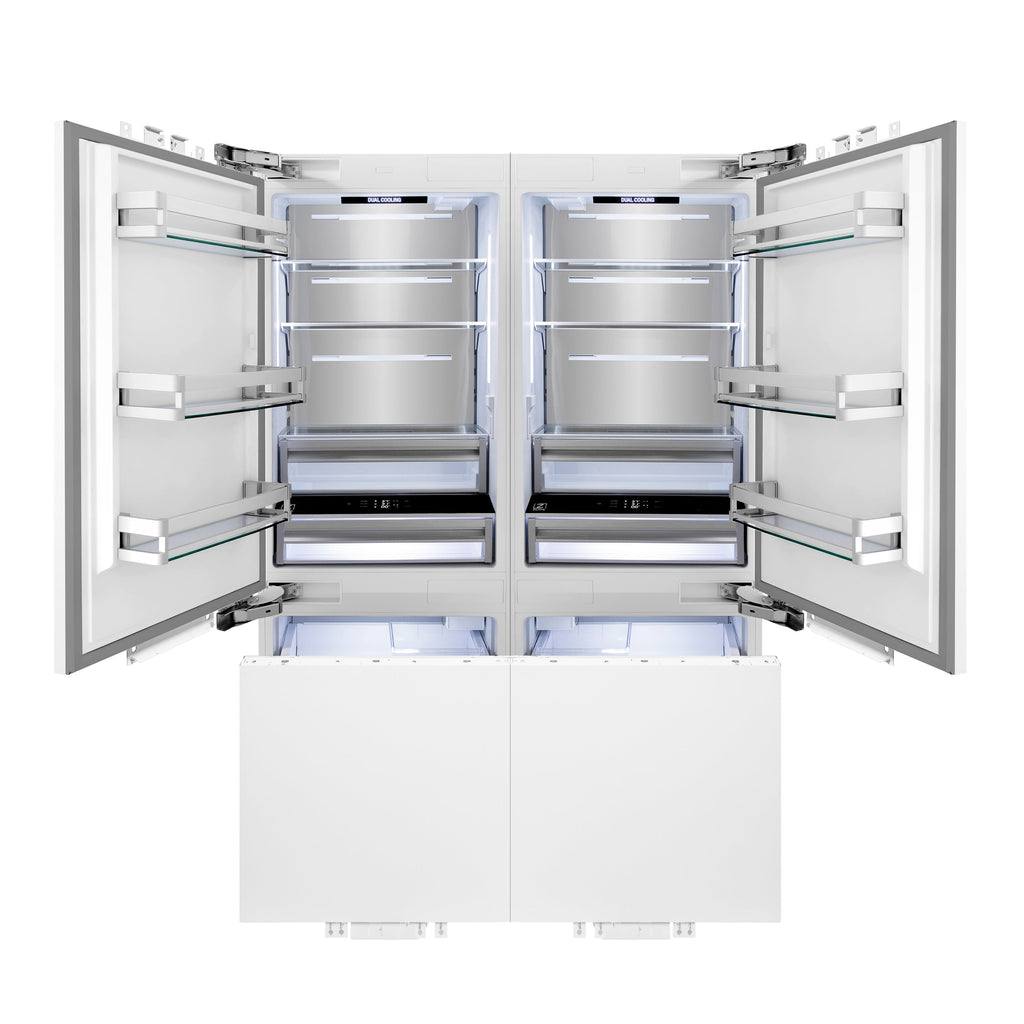 ZLINE 60 in Built-In French Door Refrigerator 32.2 cu. ft Panel Ready Stainless Steel Handles (RBIV-60-SS)